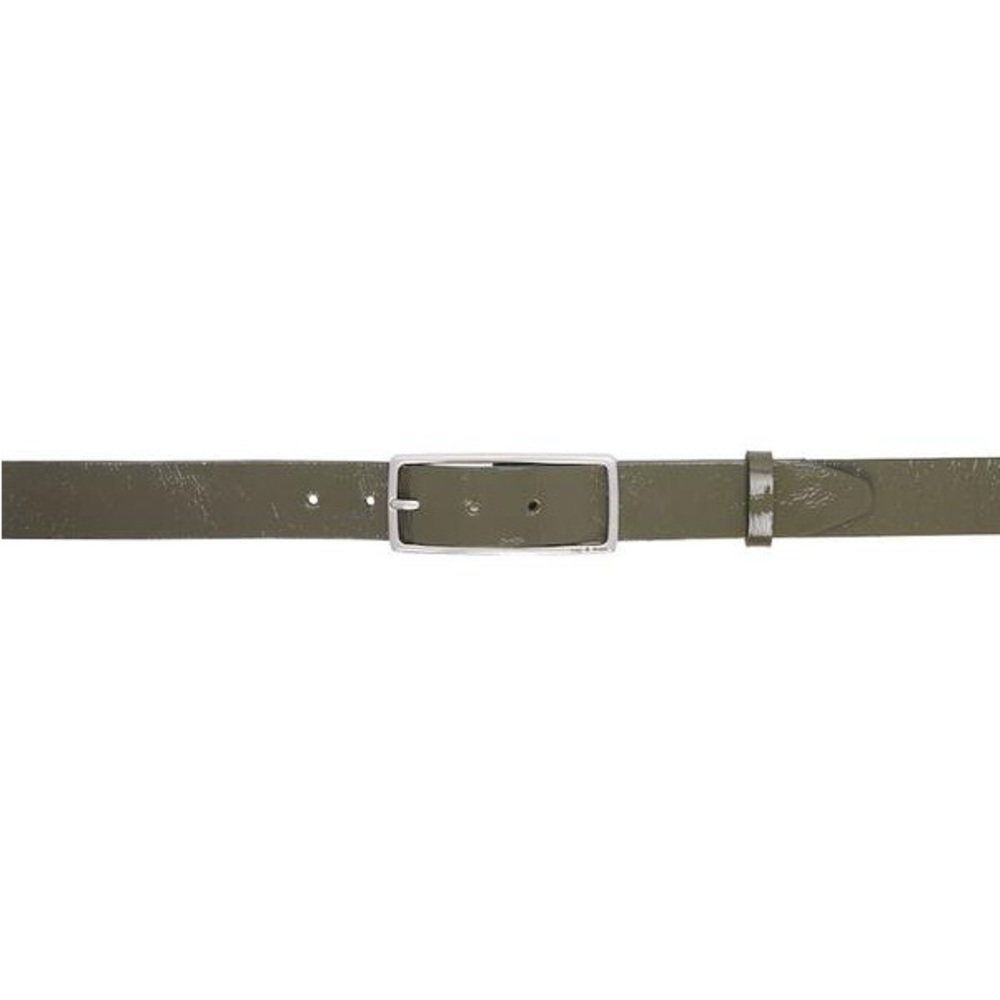 rag & bone Glossy Olive Patent Leather Belt with Silver Buckle - Picture 6 of 8